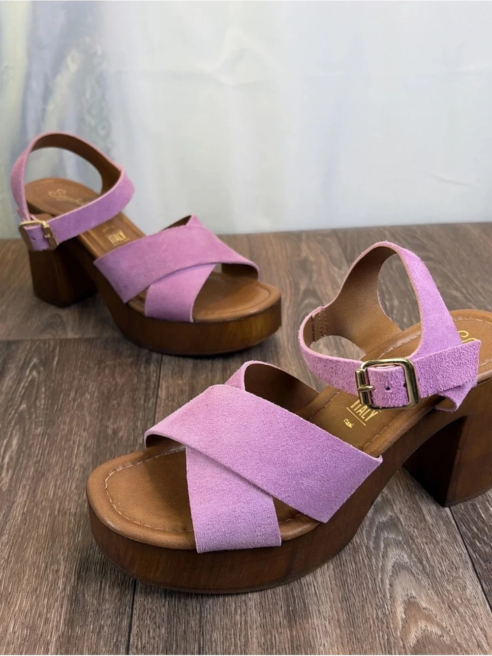 Seychelles Paloma Purple Orchid Suede Platform Sandals 6.5 Boho Chic Hippie